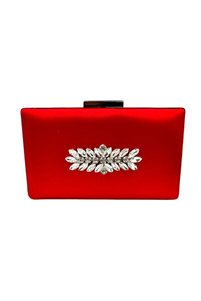 Generic Brand Satin Evening Dress Bag Night Portfolio with Red Silver Case