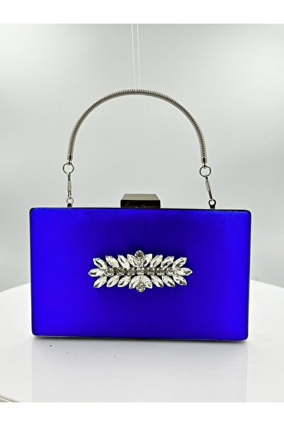 Generic Brand Cobalt Blue Colors Satin Silver Case Silver Stone Evening Dress...