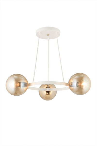 SONSUZ AYDINLATMA&AVİZE Infinite White 3-Piece Ring Honey Globe Glass Modern Chandelier