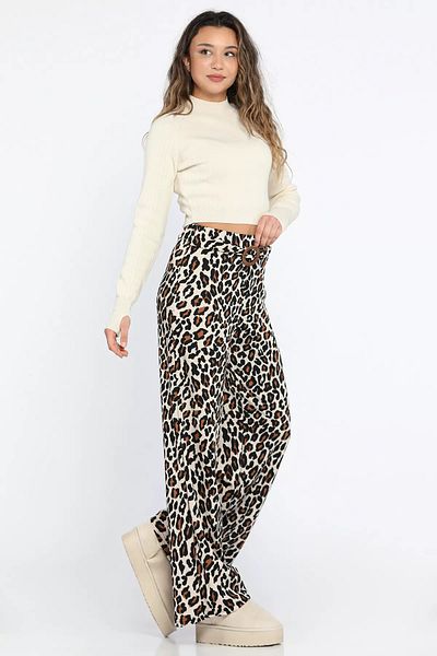 GÜLSELİ Pantaloni de damă cu model leopard cu model leopard