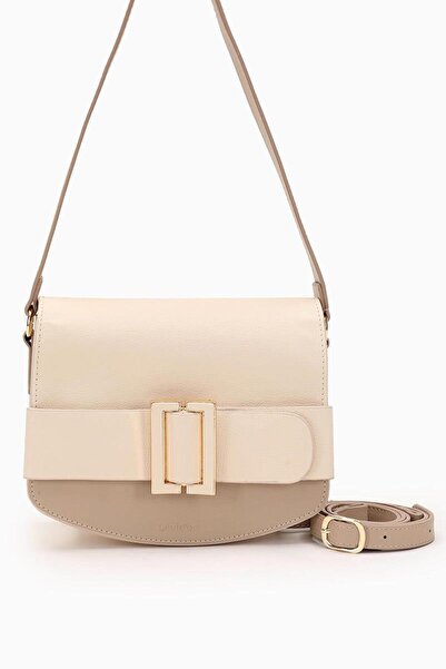 Levidor KREM VİZON Toka Tasarımlı Omuz Çantası