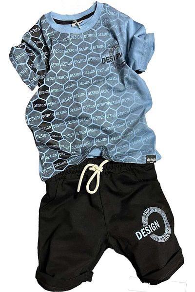 Riccotarz Set de pantaloni scurți Savoy Blue cu model și design tip fagure pentru băiat