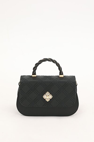 Levidor Black Embossed Patterned Handbag