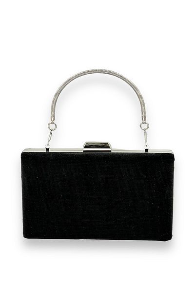 Wedding Fashion Culoare neagră Model laser Mâner metalic fără scurgeri Sclipici Geantă de seară Clutch Henna Graduare Bal