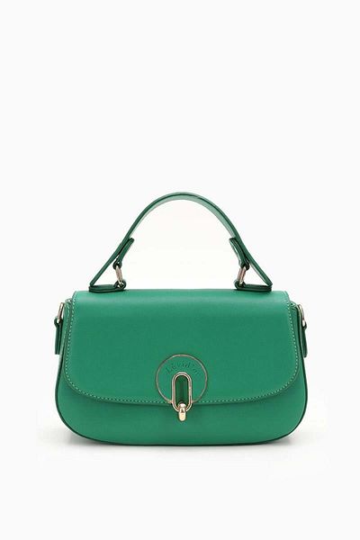 Levidor Grass Green Single Compartment Lock Closure Handbag