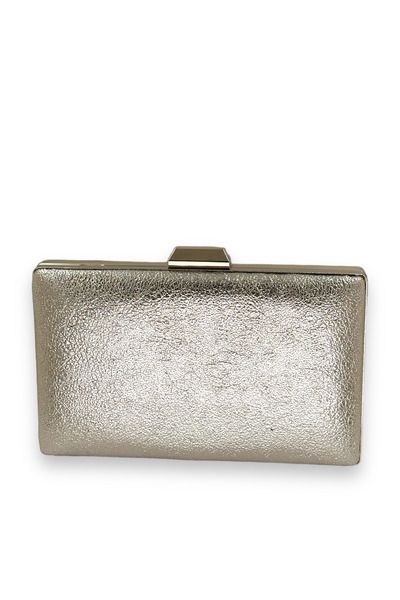 MidStore Cristal auriu cu model din piele mată mâner metalic geantă pentru ro...