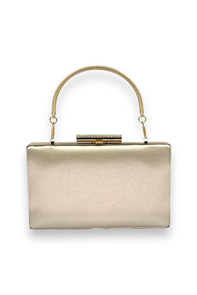 MidStore Skin Nude Color Handle Satin Crystal Stone Evening Dress Bag Evening...