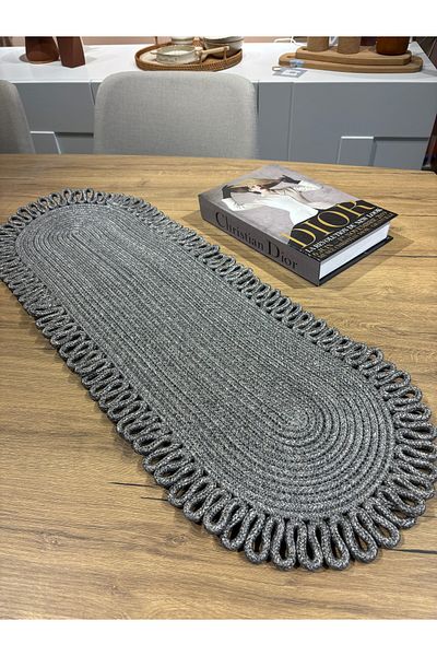 MaVaux Gray Galaxy Patterned Natural Jute - American Serving, Table, Coffee Table Cover Runner, Wicker, 30X80
