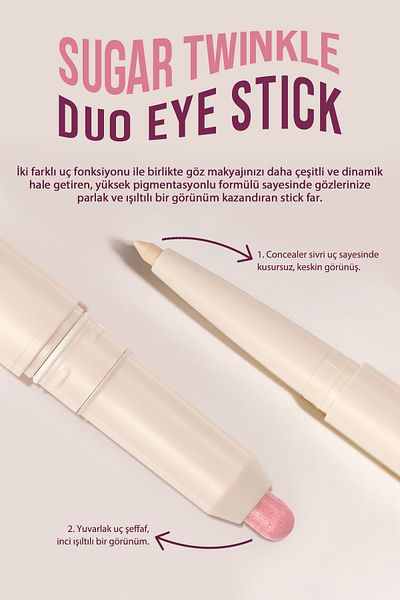 PERIPERA Double Sided Concealer and Luminous Pen Headlight Peripera Sugar Twinkle Duo Eye Stick (05 Frozen Pink)