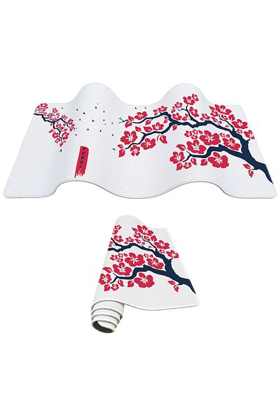 PORGE لوحة ماوس Sakura Gamer مقاس 90x40 مقاس XXL لوحة ماوس Cherry Blossom لوحة ماوس ألعاب المكتب Cherry Blossom