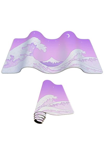 PORGE لوحة ماوس للألعاب مقاس 90x40 Xxl Big Purple Waves Gamer Mousepad