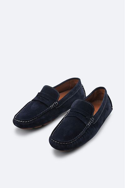 Avva Marineblauer Herren-Loafer aus Wildleder – B 008001