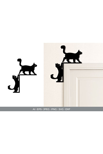 HOMEPACK Siyah Pilexiglass Lazer Kesim Dekoratif Kedi Silüeti