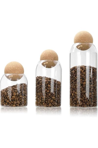 MIBRU Coffee beans container glass bottle set of 3pcs