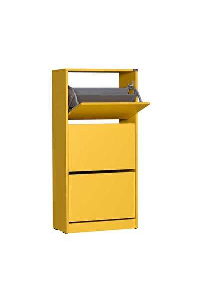 Adore Mobilya Flat Duo 3 Katlı Ayakkabılık Dolabı - Hardal