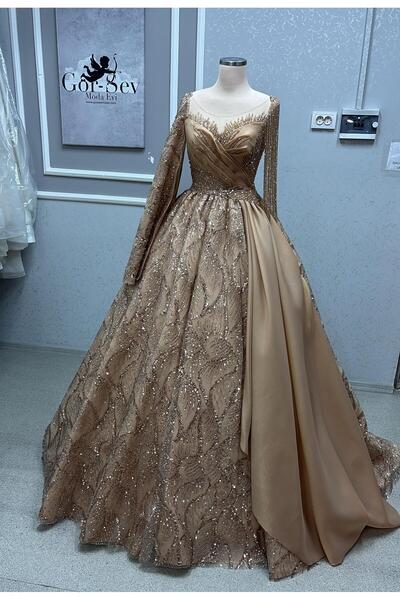 EKY GÖR SEV WEDDING DRESS GOLD KABARIK NİŞANLIK