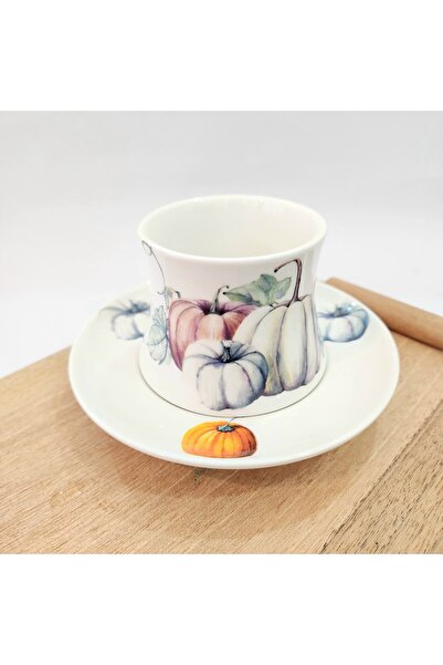 Mimoza Porselen Balkabağı Desenli Çay Fincanı Tek