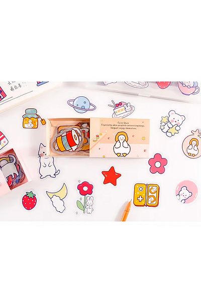 GUGUK Bullet Journal - Cute Duck Themed 40 Pieces Pet Sticker Set (Ggk-Zu001)