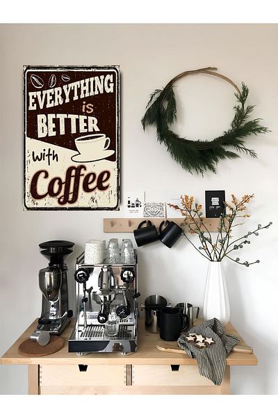 icase Κουζίνα Coffee Corner μενού καφέ Γραπτό φλιτζάνι κούπα Decor Concept Ζωγραφική MDF Εκτύπωση