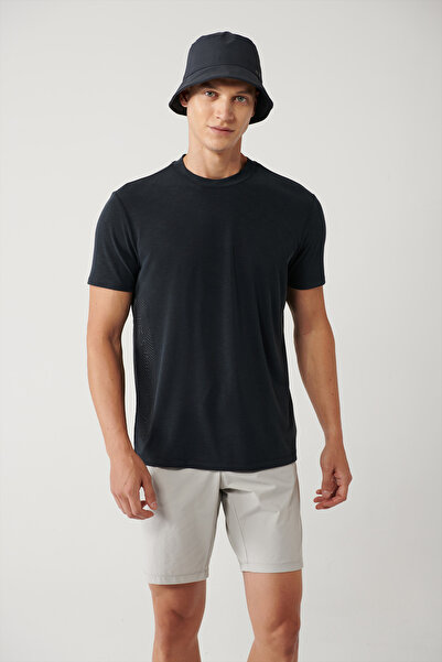 Avva Erkek Antrasit Bisiklet Yaka Baskılı Soft Touch Regular Fit T-Shirt A41Y1032