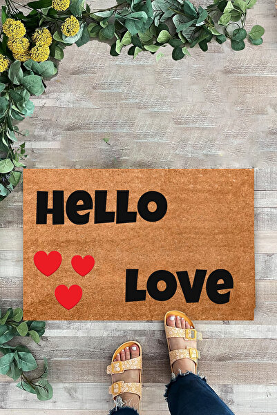 KARMAT Hello Love, Red Heart, Decorative Multi-Purpose Indoor and Outdoor Door Mat