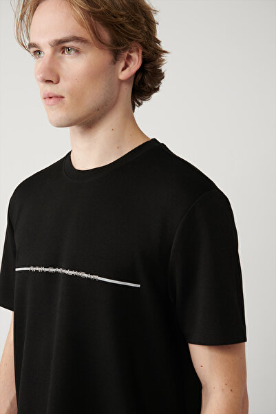 Avva Ανδρικό μπλουζάκι με στάμπα με λαιμόκοψη με στάμπα A41Y1132