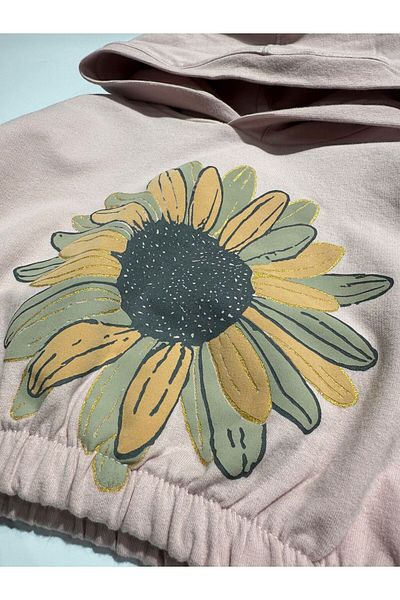 BOBBY JR KİDSWEAR Daisy Printed Hooded Sweatshirt Girl 3/9 Years