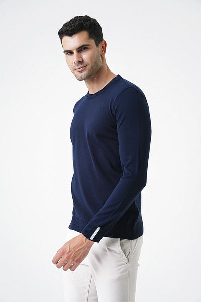 CHUBA Ανδρικό πλεκτό πουλόβερ με λαιμόκοψη Navy Blue 20w150