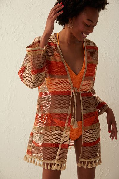Penti Tino Kaftan with Multicolored Embroidery and Tassel Detail