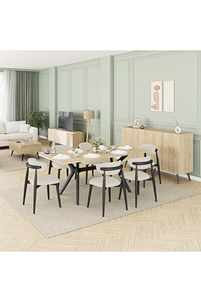 Adore Mobilya Luna Yemek Masası-Florida Meşe 181x75x90 cm