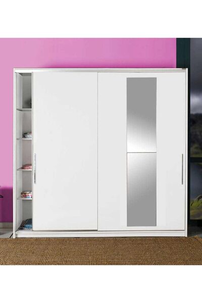 Adore Mobilya Elit Plus Aynalı Sürgülü Gardırop SWD-720-BB-3 Beyaz