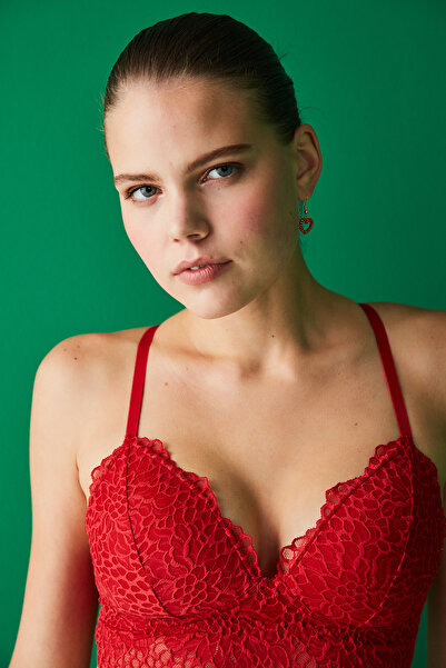Penti Kırmızı Dantelli Bralet