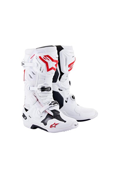 Alpinestars Tech 10 Supervented Kros Motosiklet Botu Beyaz / Kırmızı