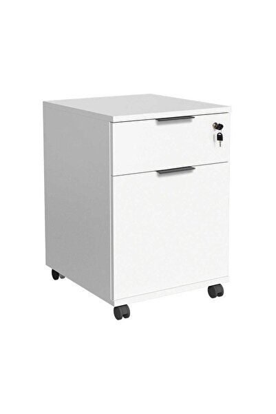 Adore Mobilya Rio Kilitli Çekmeceli Keson-mat Lake Beyaz 41x61x45 Cm (GXYXD)