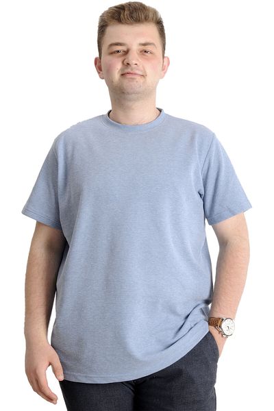 ModeXL Мъжка тениска Mode XL Plus Size с кръгло деколте Waffle 20033 Синя