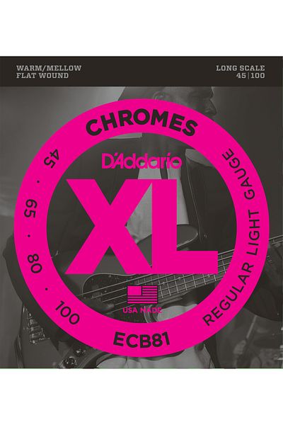 Daddario Ecb81 Bass Guitar String Set, Chromes, Regular Light Gauge (