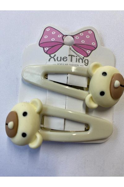 Nehir Silicone Buckle for Baby Girl and Child - with Cream Teddy Bear