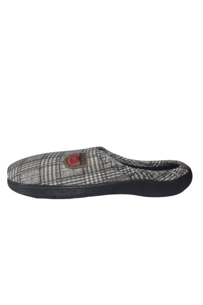 GEZER Men's Grey-White Square Patterned Orthopedic Sole Daily Indoor Slippers Gezerr302-11