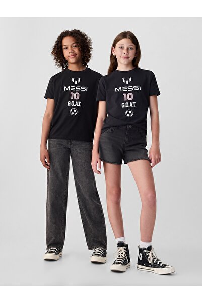 GAP Erkek Çocuk Siyah Messi Grafikli T-Shirt