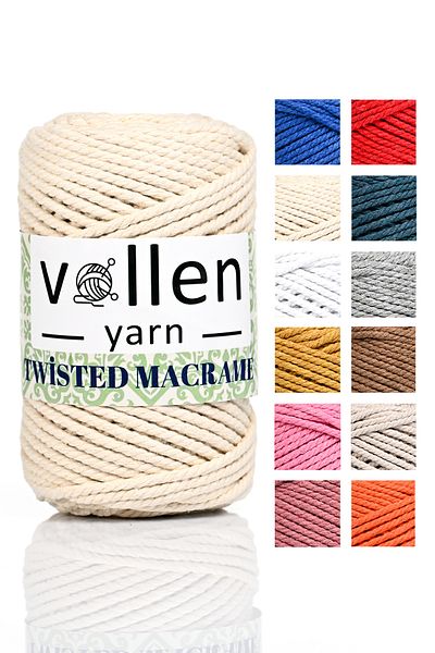 vollen yarn Premium 3 Twist Makrame, Βαμβακερό σχοινί, Three Twist Hobby Twine 250 Gr