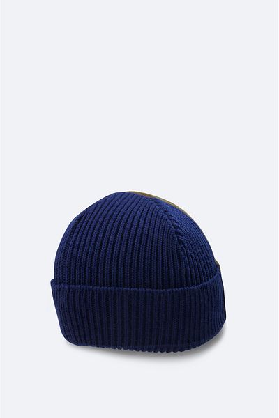 Avva Men's Navy Blue Embroidered Bordered Beret A32y9206