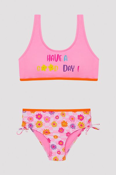 Penti Floral Patterned Young Girl Halter Bikini Set