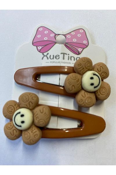 Nehir Silicone Buckle for Baby Girl and Child - Brown Smiling Flower Model