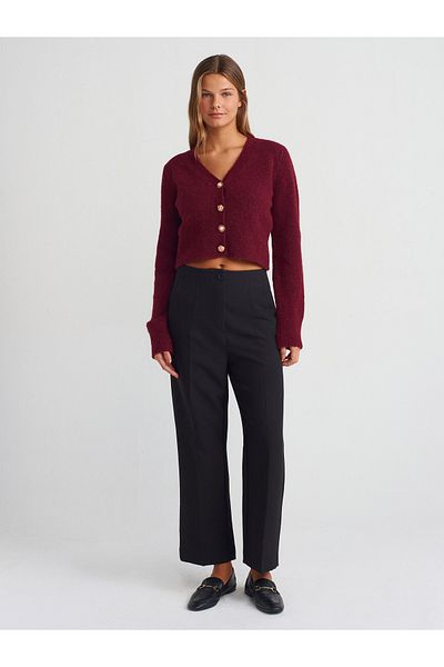 Dilvin 71557 High Waist Culotte Pants-Black