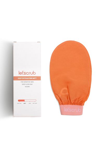 LET'SCRUB Yavruağzı Elastic Bath Shower Scrub Exfoliating Glove 100% Flush Silk For Sensitive Skin