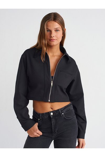 Dilvin 60748 Crop Jacket-Black