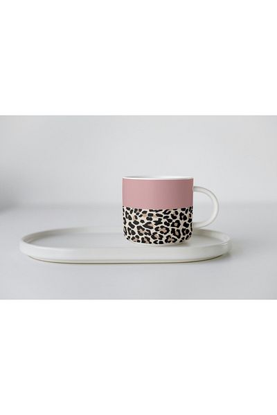 EYBaskı Tasarım Nescafe Fincani - Porcelen, Colorful Leopard Patterned Print