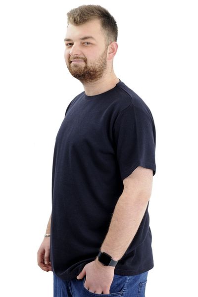 ModeXL Tricou pentru bărbați - Mod XL, Marime Plus, Decolteu Crew, WAFFLE 20033 Bleumarin