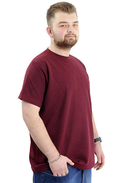 ModeXL Ανδρικό μπλουζάκι - Crew Neck, WAFFLE 20033 Plum, Μεγάλο Μέγεθος