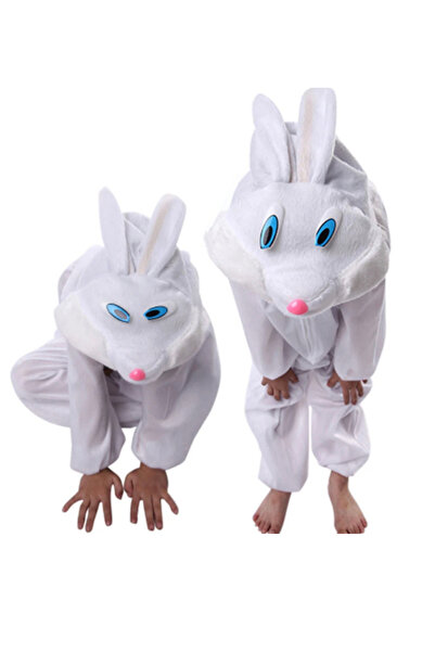 DüşlerÜlkesi Beyaz tavşan kostüm çocuk tulum maskot kostüm